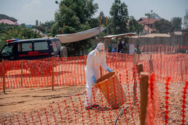 Ebola outbreak in Democratic Republic of Congo BUNIA, DEMOCRATIC REPUBLIC OF THE CONGO - JUNE 13: Personal protective equipment used by healthcare workers are also separated and transported to an incineration site for disposal in accordance with biomedical waste management protocols, as an infected citizen who has the Ebola virus has died in Bunia, Democratic Republic of the Congo (DRC), on June 13, 2026. Stringer Anadolu Bunia Democratic Republic of the Congo. Editorial use only. Please get in touch for any other usage.  Copyright: x2026xAnadoluxStringerx