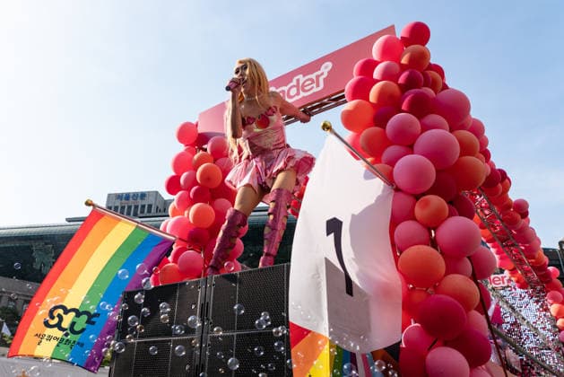 June 13, 2026, Seoul, South Korea: Drag artist GVAN performs on the parade car during the Seoul Queer Parade. The 27th Seoul Queer Parade (SQP) was held in Seoul, South Korea..It is a public cultural event held downtown every year to promote LGBTQIA+ visibility, human rights, cultural enjoyment, and pride. Seoul South Korea - ZUMAs197 20260613_aaa_s197_177 Copyright: xSimonxShinx
