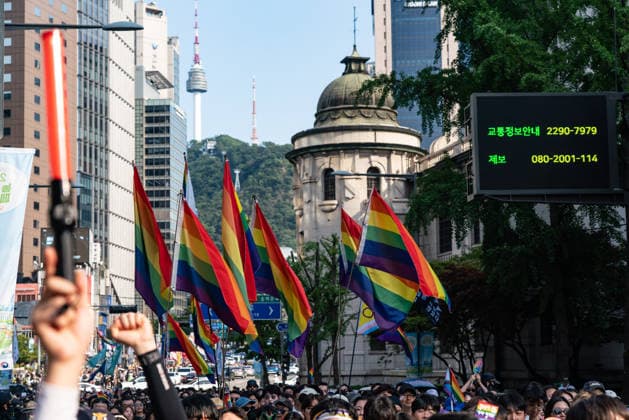 June 13, 2026, Seoul, South Korea: Pride flags are seen during the Seoul Queer Parade in Seoul downtown. The 27th Seoul Queer Parade (SQP) was held in Seoul, South Korea..It is a public cultural event held downtown every year to promote LGBTQIA+ visibility, human rights, cultural enjoyment, and pride. Seoul South Korea - ZUMAs197 20260613_aaa_s197_178 Copyright: xSimonxShinx