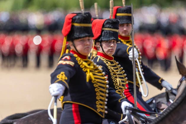 Trooping the Colour 2026 The King™s Birthday Parade in London 13 June 2026 London, UK: King Charles III and members of the Royal Family take part in Trooping the Colour, the King™s Birthday Parade, on Horse Guards Parade in central London. The annual ceremonial event featured more than 1,350 soldiers of the Household Division, accompanied by military bands, mounted troops and the King™s Troop Royal Horse Artillery. This year™s parade saw the King™s Company, 1st Battalion Grenadier Guards, Troop their Colour in the presence of His Majesty The King, the first time the regiment has performed the honour before a King in 90 years. The Royal Procession travelled from Buckingham Palace along The Mall to Horse Guards Parade before  Copyright: xAbdullahxBaileyx xAnthonyxBaileyx-xB2421x xAvalonx 1109967443