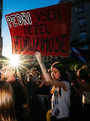 Participants March in Ljubljana Pride Parade 2026 Participants take part in the Ljubljana Pride Parade in Ljubljana, Slovenia, on June 13, 2026. The march through the city center marked the culmination of the annual Ljubljana Pride Festival, bringing together members of the LGBTQ+ community and supporters to advocate for equality, inclusion, and human rights. This year s festival was held under the slogan Democracy in Our Hands Hope is Our Resistance. Ljubljana Slovenia  Copyright: xNikxErikxNeubauerx pride001.JPEG