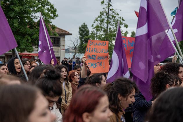 June 13, 2026, Istanbul, Istanbul, Turkey: Women s, LGBTQ+ and children s rights organizations gathered to protest the government s proposed 12th Judicial Reform Package, holding a press statement against what they describe as a measure that would restrict fundamental rights and freedoms. Speakers criticized provisions related to alimony, custody, mediation in cases involving violence, LGBTQ+ rights, children s rights and social media regulations, arguing that the package would increase state control over private life and weaken existing legal protections. The groups called for the complete withdrawal of the proposal and reaffirmed their commitment to defending equal rights, freedom and a life free from violence. Istanbul Turkey - ZUMAt171 20260613_zip_t171_051 Copyright: xAbdullahxTepelix