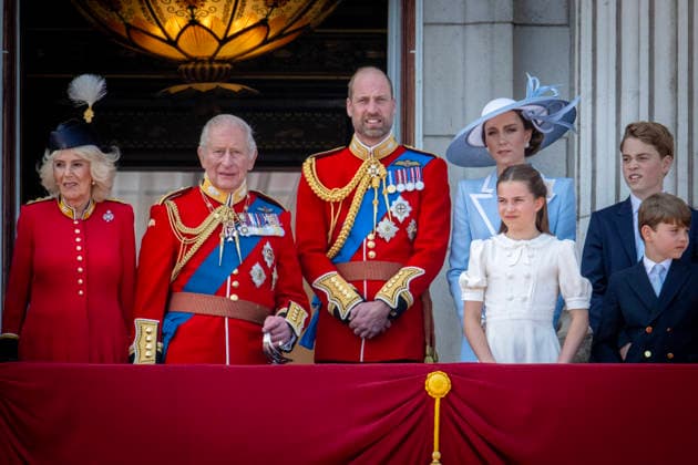 13-06-2026 England The Kings Birthday Parade Trooping the Colour in London with Queen Camilla, King Charles III, Prince William Prince of Wales, Princess Charlotte, Kate, Princess of Wales; Prince George and Prince Louis greet people following the Trooping the Colour ceremony, held as part of the official birthday celebrations for the king, on the balcony of Buckingham Palace in London, United Kingdom. (c) PPE  Copyright: xPPEx