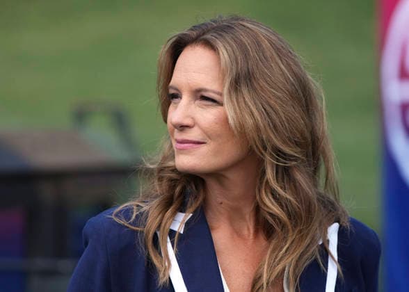 Heidi Androl attends an event where motorsports athletes and stunt performers do a motorcycle jump ahead of the UFC Freedom 250 fights on the South Lawn of the White House in Washington, DC on Saturday, June 13, 2026.  WASP20260613120 AlexxBrandon