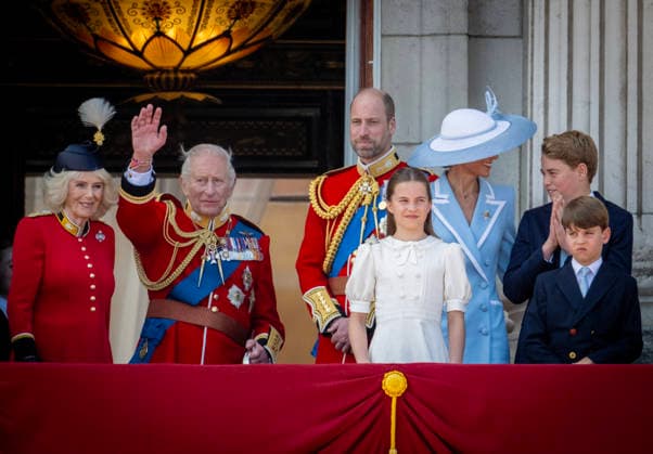 13-06-2026 England The Kings Birthday Parade Trooping the Colour in London with Princess Anne, Queen Camilla, King Charles III, Prince William Prince of Wales, Princess Charlotte, Kate, Princess of Wales; Prince George and Prince Louis greet people following the Trooping the Colour ceremony, held as part of the official birthday celebrations for the king, on the balcony of Buckingham Palace in London, United Kingdom. (c) PPE  Copyright: xPPEx