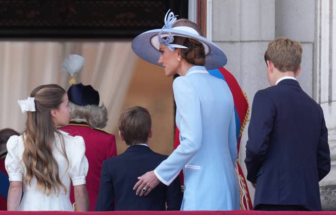 Trooping the Colour 2026 The Prince of Wales, The Princess of Wales, Princess Charlotte, Prince George and Prince Louis attend Trooping the Colour at Buckingham Palace, London, UK, on the 13th June 2026. Picture by James Whatling London Buckingham Palace Greater London United Kingdom  WHA-0826