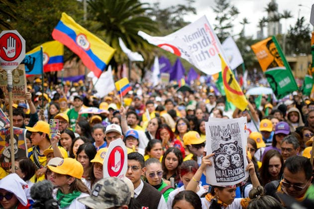 June 13, 2026, Bogota, Bogota D.C, Colombia: Supporters of colombian left-wing presidential candidate for the political party Pacto Historico Ivan Cepeda Castro tak part during the closure rally of his runoff campaign a week ahead of the second round of elections in BogotoÂ¡, Colombia June 13, 2026. Bogota Colombia - ZUMAvp1_ 20260613_zia_vp1_017 Copyright: xSebastianxBarrosx