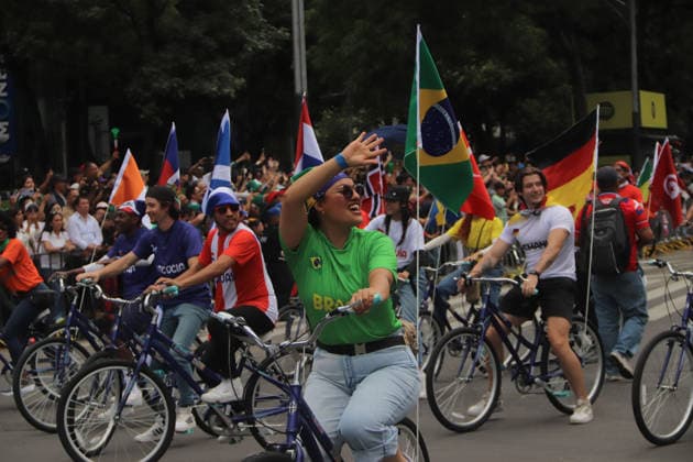 Mexico City 2026 FIFA World Cup Parade A Brazilian taking part during The Ball Returns Home parade as part of 2026 FIFA World Cup on Paseo de la Reforma Avenue. on June 13, 2026 in Mexico City, Mexico. (Photo by Carlos Santiago Eyepix Group) Copyright: xCarlosxSantiagox xEyepixxGroupx CS_13062026_187090