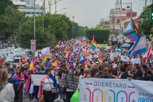 Members of the LGBTIQ+ community taking part during the Pride parade, celebrating its tenth edition. Around 8,000 people joined the Pride march to demand equal rights and an end to homophobic killings. on June 13, 2026 in Queretaro, Mexico. Queretaro Mexico  - ZUMAe321 20260613_zia_e321_052 Copyright: xJosexCarrerax
