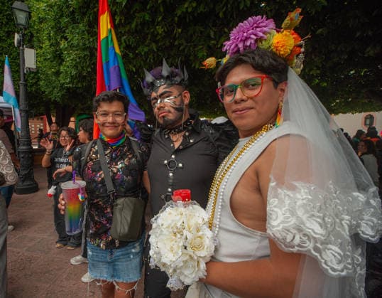 Members of the LGBTIQ+ community taking part during the Pride parade, celebrating its tenth edition. Around 8,000 people joined the Pride march to demand equal rights and an end to homophobic killings. on June 13, 2026 in Queretaro, Mexico. Queretaro Mexico  - ZUMAe321 20260613_zia_e321_061 Copyright: xJosexCarrerax