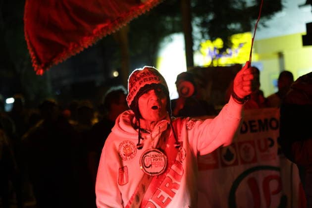 Peruvians march in Lima following shift in election vote count LIMA, PERU - JUNE 13: Hundreds of citizens marched through the streets of downtown after the latest election results were released on June 13, 2026, in Lima, Peru. Supporters and citizen groups marched toward the headquarters of the National Jury of Elections after presidential candidate Keiko Fujimori moved into the lead in the official vote count, following several days in which left-wing candidate Roberto Sanchez had maintained a slight advantage. With 98.25% of ballots processed, the gap between the two candidates is fewer than 5,000 votes. The demonstration reflected the anticipation and political tension gripping the country as the vote count continues in one of the closes  Copyright: x2026xAnadoluxEduardoxAmatxyxLeonxVillanuevax