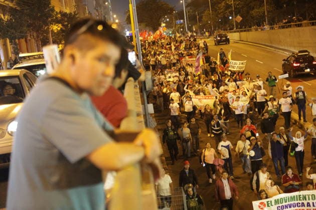 Peruvians march in Lima following shift in election vote count LIMA, PERU - JUNE 13: Hundreds of citizens marched through the streets of downtown after the latest election results were released on June 13, 2026, in Lima, Peru. Supporters and citizen groups marched toward the headquarters of the National Jury of Elections after presidential candidate Keiko Fujimori moved into the lead in the official vote count, following several days in which left-wing candidate Roberto Sanchez had maintained a slight advantage. With 98.25% of ballots processed, the gap between the two candidates is fewer than 5,000 votes. The demonstration reflected the anticipation and political tension gripping the country as the vote count continues in one of the closes  Copyright: x2026xAnadoluxEduardoxAmatxyxLeonxVillanuevax