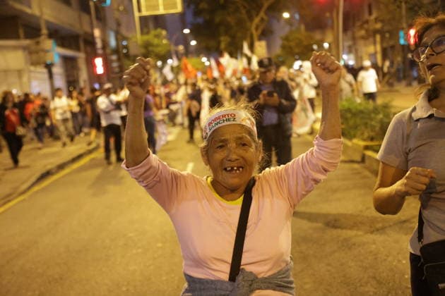 Peruvians march in Lima following shift in election vote count LIMA, PERU - JUNE 13: Hundreds of citizens marched through the streets of downtown after the latest election results were released on June 13, 2026, in Lima, Peru. Supporters and citizen groups marched toward the headquarters of the National Jury of Elections after presidential candidate Keiko Fujimori moved into the lead in the official vote count, following several days in which left-wing candidate Roberto Sanchez had maintained a slight advantage. With 98.25% of ballots processed, the gap between the two candidates is fewer than 5,000 votes. The demonstration reflected the anticipation and political tension gripping the country as the vote count continues in one of the closes  Copyright: x2026xAnadoluxEduardoxAmatxyxLeonxVillanuevax
