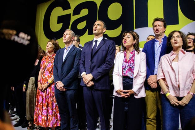First meeting of Raphaël Glucksmann, as part of his candidacy for the presidential elections 4000 people were present according to the organization Raphaël Glucksmann, Carole Delga and Yannick Jadot 457301 2026 06 13 Aubervilliers France  Copyright: xLenain-VieiraxElisax xSTARFACEx STAR_457301_114