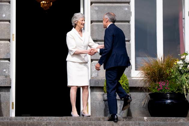 June 14, 2026, Westport, County Mayo, Ireland: Prime Minister Mark Carney is greeted by the President of Ireland Catherine Connolly at the Westport House in Westport, County Mayo, Ireland, on Sunday, June 14, 2026. Westport, County Mayo Ireland  - ZUMAc35_ 20260614_zaf_c35_023 Copyright: xChristopherxKatsarovx