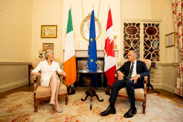 June 14, 2026, Westport, County Mayo, Ireland: Prime Minister Mark Carney meets the President of Ireland Catherine Connolly at the Westport House in Westport, County Mayo, Ireland, on Sunday, June 14, 2026. Westport, County Mayo Ireland  - ZUMAc35_ 20260614_zaf_c35_022 Copyright: xChristopherxKatsarovx