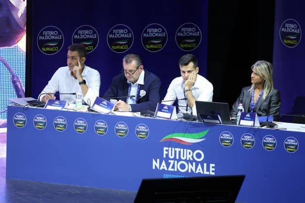 IPA85675880 - Rome, Italy June 14, 2026: Roberto Vannacci, President and Founder; Massimiliano Simoni, National Coordinator; Edoardo Ziello, Head of Organization; Annamaria Frigo. Second day of Roberto Vannacci™s National Assembly. Political figures, local officials, and supporters from all over Italy are gathering in the capital for a day of discussion dedicated to the country™s main challenges. At the center of the debate are the issues of security, national sovereignty, economic development, and Italy™s role on the international stage. The event represents a moment of political and organizational consolidation, with the aim of defining strategies and priorities for the movement™s future.  Copyright: xmarcoxiacobuccix xmarcoxiacobuccix 85675880