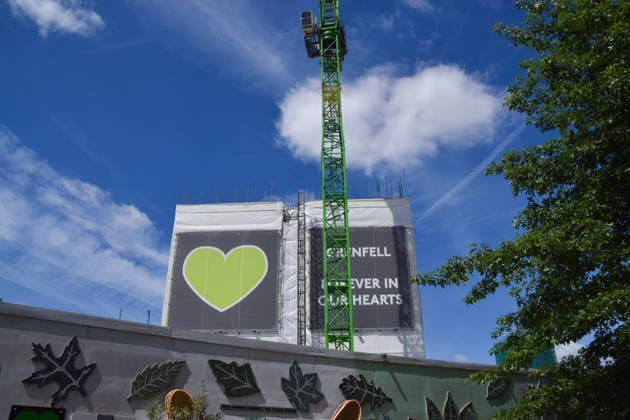 June 14, 2026, London, England, United Kingdom: A view of the remains of Grenfell Tower, which is undergoing demolition, on the ninth anniversary of the disaster. 72 people died when a fire broke out in the block of flats in North Kensington in 2017. London United Kingdom - ZUMAv130 20260614_zip_v130_003 Copyright: xVukxValcicx