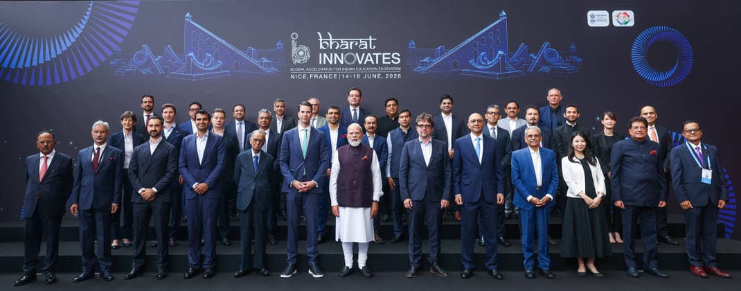 RECORD DATE NOT STATED PM Modi interacts with venture capitalists in France Nice France , Jun 14 (ANI): Prime Minister Narendra Modi poses for a group picture with venture capitalists, in Nice on Sunday. (Narendra Modi Photo Gallery ANI Photo) Nice France Copyright: xANIx ANI_20260614145
