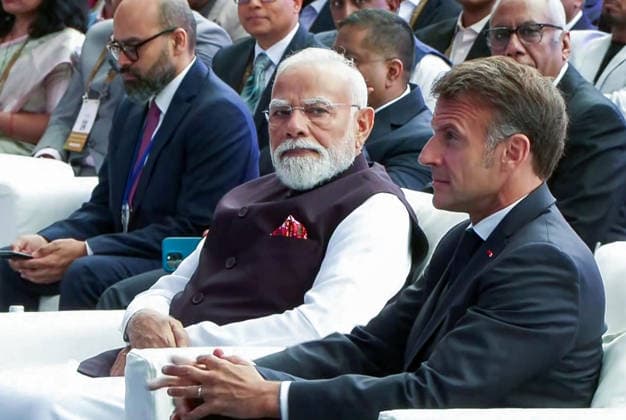 RECORD DATE NOT STATED PM Modi and French President Emmanuel Macron jointly inaugurate the Bharat Innovates event Nice France , Jun 14 (ANI): Prime Minister Narendra Modi with French President Emmanuel Macron during the joint inauguration of the Bharat Innovates event, in Nice on Sunday. (DD ANI Video Grab) Nice France Copyright: xANIx ANI_20260614156