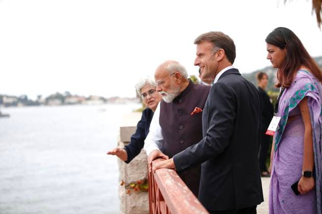 Macron Modi villa Kerylos PHOTOPQR NICE MATIN Dylan Meiffret Beaulieu sur mer 14 06 2026 Le president Francais Emmanuel Macron accueille le premier ministre Indien Narendra Modi a la villa Kerylos a Beaulieu sur Mer Beaulieu sur Mer, France June 14, 2026 French President Emmanuel Macron welcomes Indian Prime Minister Narendra Modi to the Villa Kerylos in Beaulieu sur Mer Beaulieu sur mer France  Copyright: xPHOTOPQR NICExMATIN MAXPPPxDylanxMeiffretx 20260614NIM0798 20260614NIM0792