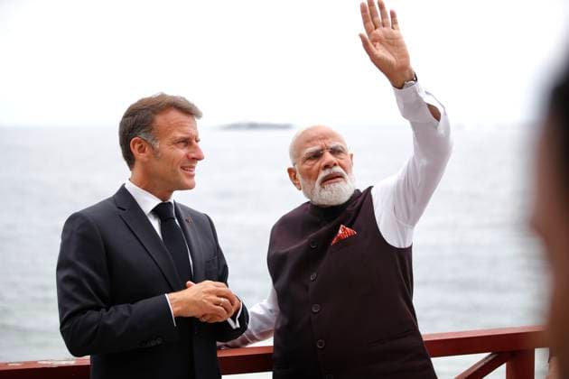 Macron Modi villa Kerylos PHOTOPQR NICE MATIN Dylan Meiffret Beaulieu sur mer 14 06 2026 Le president Francais Emmanuel Macron accueille le premier ministre Indien Narendra Modi a la villa Kerylos a Beaulieu sur Mer Beaulieu sur Mer, France June 14, 2026 French President Emmanuel Macron welcomes Indian Prime Minister Narendra Modi to the Villa Kerylos in Beaulieu sur Mer Beaulieu sur mer France  Copyright: xPHOTOPQR NICExMATIN MAXPPPxDylanxMeiffretx 20260614NIM0798 20260614NIM0795