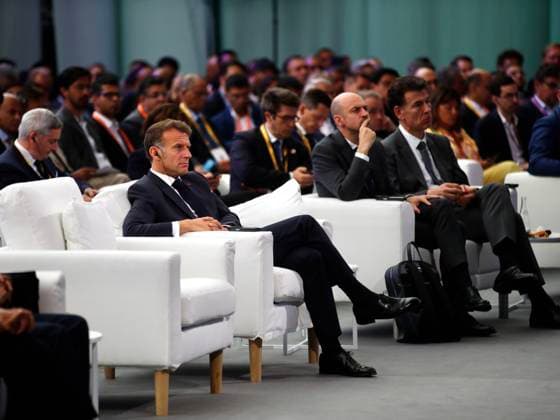Bharat Innovates PHOTOPQR NICE MATIN Dylan Meiffret Nice 14 06 2026 Le president Francais Emmanuel Macron est accueilli par le premier ministre Indien NarendraModi au salon bharat innovates au palais des expositions a Nice, France, june 14th 2026 French President Emmanuel Macron is welcomed by Indian Prime Minister NarendraModi at the Bharat Innovations trade fair at the exhibition center in Nice Nice France  Copyright: xPHOTOPQR NICExMATIN MAXPPPxDylanxMeiffretx 20260614NIM0739 20260614NIM0940