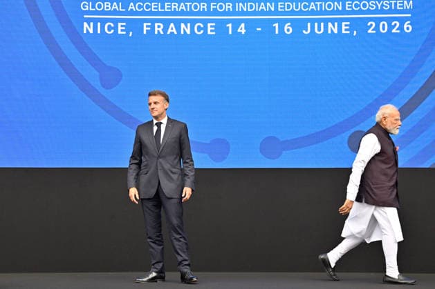 Barhat Innovates Fair - Nice Indian Prime Minister Narendra Modi and French President Emmanuel Macron attend the Barhat Innovates Fair in Nice, France on June 14, 2026. Photo by Laurent Coust ABACAPRESS.COM Nice France  Copyright: xCoustxLaurent ABACAx