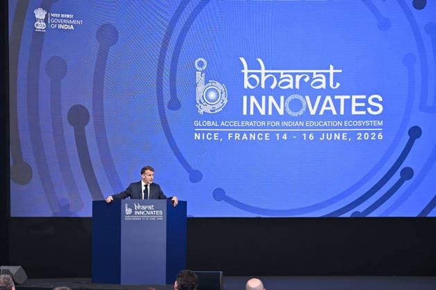 Barhat Innovates Fair - Nice French President Emmanuel Macron attends the Barhat Innovates Fair in Nice, France on June 14, 2026. Photo by Laurent Coust ABACAPRESS.COM Nice France  Copyright: xCoustxLaurent ABACAx