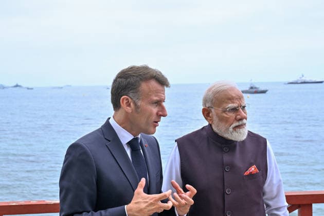 Barhat Innovates Fair - Nice Indian Prime Minister Narendra Modi and French President Emmanuel Macron visit the villa Kerylos before a meeting in Beaulieu-sur-mer, France on June 14, 2026. Photo by Laurent Coust ABACAPRESS.COM Nice France  Copyright: xCoustxLaurent ABACAx