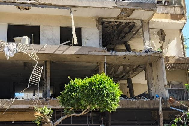 LEBANON, BEIRUT - JUNE 14, 2026: A view of a badly damaged apartment building south of Beirut after an airstrike. Ankhar Kochneva TASS  93806144