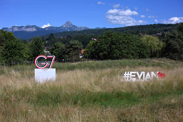 G7 Summit - Illustration - Evian G7 logo ahead of the G7 summit, in Evian, France on June 14, 2026. Photo by Ammar Abd Rabbo ABACAPRESS.COM Evian France  Copyright: xAbdxRabboxAmmar ABACAx