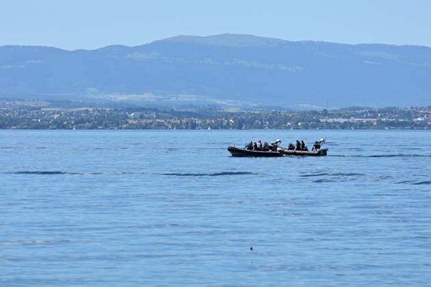 G7 Summit - Illustration - Evian Police officers patrol Lake Geneva by boats off Evian ahead of the G7 summit, in Evian, France on June 14, 2026. Photo by Ammar Abd Rabbo ABACAPRESS.COM Evian France  Copyright: xAbdxRabboxAmmar ABACAx