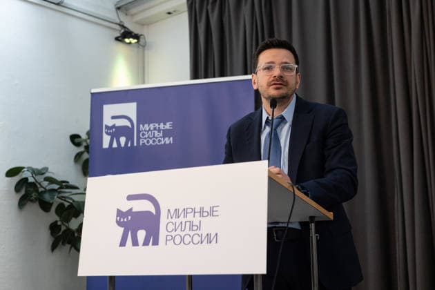 Founding congress for the Peaceful Russia party in Berlin, Germany - 13 Jun 2026 Russian opposition politician Ilya Yashin speaks from the podium during the founding congress of the Peaceful Russia party. The Peaceful Russia party was founded by Russian opposition politicians, anti-war activists, former municipal deputies, human rights advocates and members of the Russian diaspora living in exile. During its founding delegates adopted the party’s charter and manifesto, elected governing bodies and discussed the organization’s future political strategy. According to its founders, the party aims to represent anti-war Russians, support democratic initiatives and advocate for a peaceful, democratic and law-based future for Russia. The organiza Copyright: xVasilyxKrestyaninovx xSOPAxImagesx _VKR4368