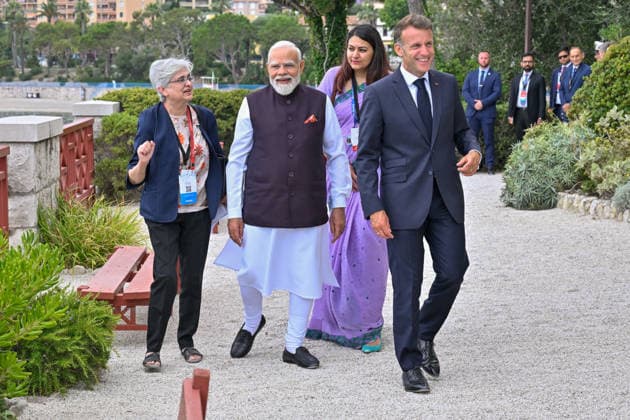 French President Emmanuel Macron and Indian Prime Minister Narendra Modi visit the villa Kerylos before a meeting in Beaulieu sur Mer, France on June 14, 2026 Laurent Coust Pool Bestimage Narandra Modi and Emmanuel Macron visit the villa Kerylos before a meeting in Beaulieu sur mer, France on June 14, 2026 Beaulieu sur mer France  Copyright: xLaurentxCoust Pool BestimagexLaurentxCoust Pool Bestimagex