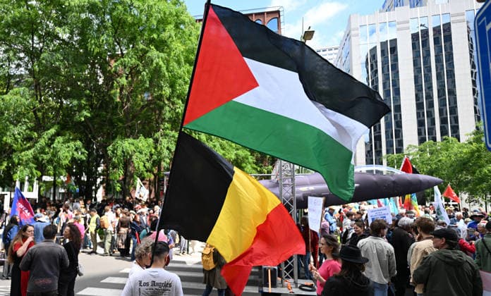 Anti-war march held in Brussels BRUSSELS, BELGIUM - JUNE 14: Thousands of people take part in an anti-war march in Brussels, Belgium on June 14, 2026. Demonstrators gathered at Brussels North Railway Station (Gare du Nord), a city that hosts EU institutions and NATO headquarters, before marching to Jean Rey Square. Dursun Aydemir Anadolu Brussels Belgium. Editorial use only. Please get in touch for any other usage.  Copyright: x2026xAnadoluxDursunxAydemirx