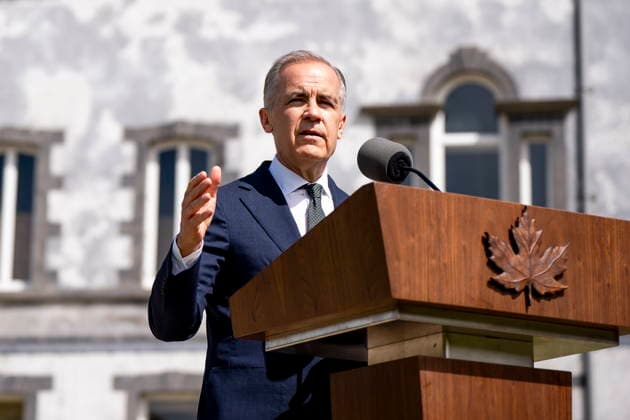 June 14, 2026, Westport, County Mayo, Ireland: Prime Minister Mark Carney takes part in a press conference at Westport House in Westport, County Mayo, Ireland, on Sunday, June 14, 2026. Westport, County Mayo Ireland  - ZUMAc35_ 20260614_zaf_c35_058 Copyright: xChristopherxKatsarovx