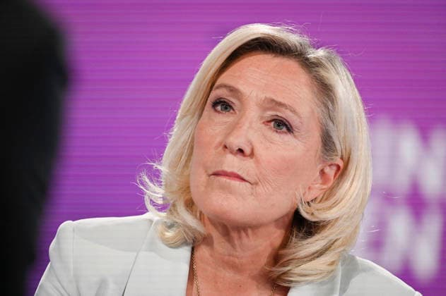 Marine Le Pen On Dimanche En Politique - Paris President of Rassemblement National parliamentary group Marine Le Pen during an interview for Dimanche En Politique on France 3 channel in Paris, France on June 14, 2026. Photo by Stephane Le Tellec ABACAPRESS.COM Paris France  Copyright: xLexTellecxStephane ABACAx