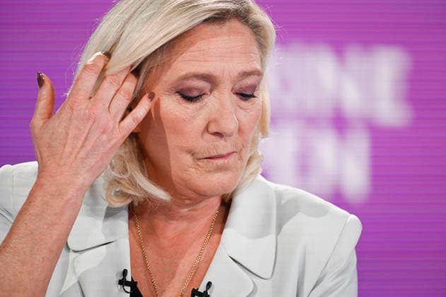 Marine Le Pen On Dimanche En Politique - Paris President of Rassemblement National parliamentary group Marine Le Pen during an interview for Dimanche En Politique on France 3 channel in Paris, France on June 14, 2026. Photo by Stephane Le Tellec ABACAPRESS.COM Paris France  Copyright: xLexTellecxStephane ABACAx