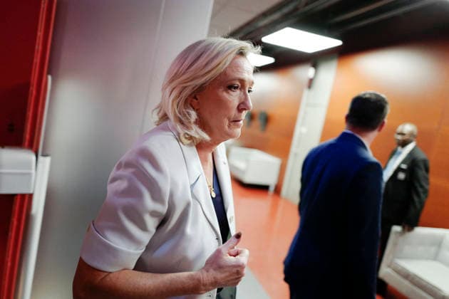 Marine Le Pen On Dimanche En Politique - Paris President of Rassemblement National parliamentary group Marine Le Pen after an interview for Dimanche En Politique on France 3 channel in Paris, France on June 14, 2026. Photo by Stephane Le Tellec ABACAPRESS.COM Paris France  Copyright: xLexTellecxStephane ABACAx