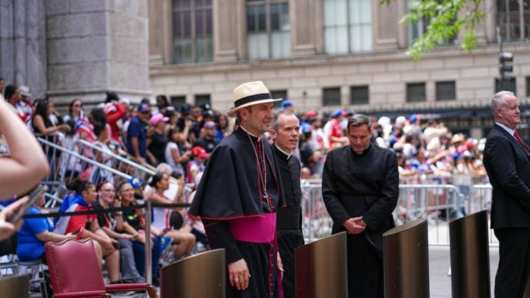 RECORD DATE NOT STATED National Puerto Rican Day Parade 2026 (NEW) National Puerto Rican Day Parade. June 14, 2026. New York , USA: Archbishop Ronald Hicks observes the National Puerto Rican Day Parade outside St. Patrick™s Cathedral in New York City on Sunday. Credit: Jorge Estrellado Thenews2(Foto: Jorge Estrellado Thenews2 imago images) National Puerto Rican Day Parade 2026  Copyright: xJorgexEstrelladox