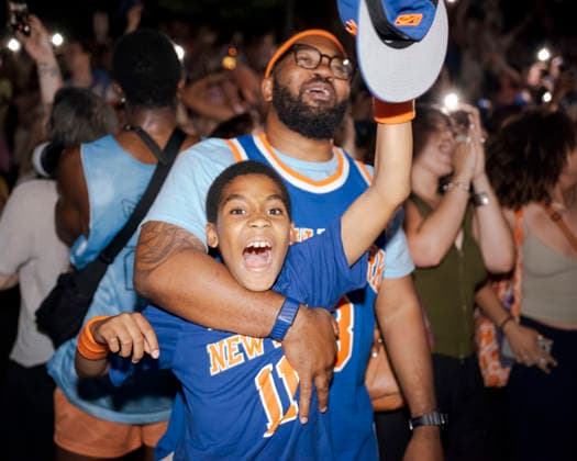 June 13, 2026, New York, Ny, USA: NEW YORK, June 13, 2026 Ã¢â‚¬ Fans gather at Herbert Von King Park in the Bedford-Stuyvesant neighborhood of Brooklyn during a watch party for Game 5 of the NBA Finals, where the New York Knicks defeated the San Antonio Spurs 94-90 to clinch their first NBA championship since 1973. The victory marked the franchiseÃ¢â‚¬â ¢s third NBA title and ended a 53-year championship drought. Celebrations at the park were led by New York City Council Member CHI OSSo° and community organizers as fans across New York City gathered to watch the historic win. New York USA - ZUMAa306 20260613_znp_a306_036 Copyright: xJavierxAlvarezx