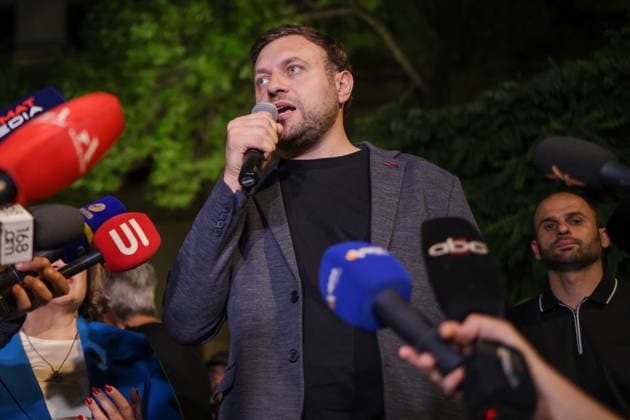 ARMENIA, YEREVAN - JUNE 14, 2026: Strong Armenia Party member Tigran Abramyan speaks outside the offices of the Central Electoral Commission of Armenia during the announcement of the results of the 2026 Armenian parliamentary election Yerevan Armenia  - ZUMAt113 20260614_zaa_t113_158 Copyright: xAlexanderxPatrinx