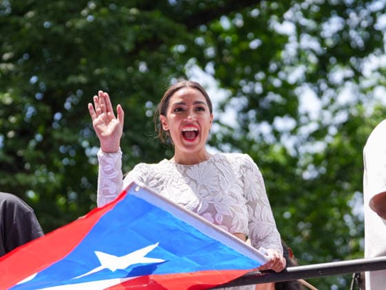 New York, NY June 14: U.S. Representative Alexandria Ocasio-Cortez marches in the National Puerto Rican Day Parade along Fifth Avenue in Manhattan on June 14, 2026. Credit: Xavier Diaz . USA  - ZUMAa123 20260614_zaa_a123_038 Copyright: xAdMediax