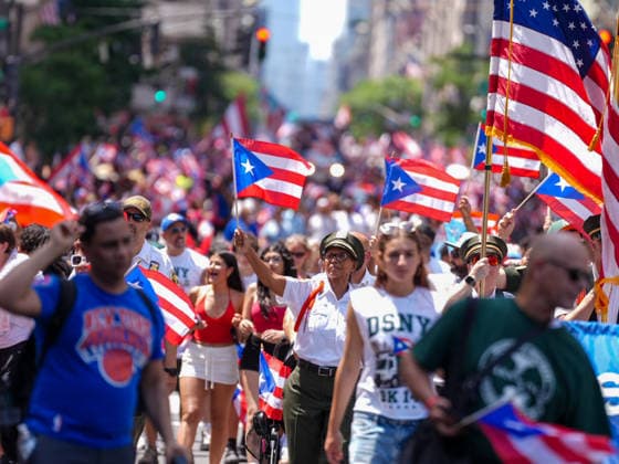New York, NY June 14: Participants march in the annual National Puerto Rican Day Parade along Fifth Avenue in Manhattan celebrating Puerto Rican culture, heritage, and contributions to New York City on June 14, 2026. Credit: Xavier Diaz . USA  - ZUMAa123 20260614_zaa_a123_046 Copyright: xAdMediax