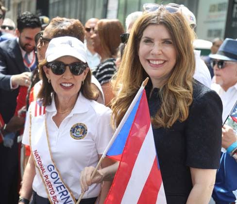 June 14, 2026, New York, New York, USA: New York Governor KATHY HOCHUL and Speaker of the New York City Council JULIE MENIN seen at the 69th Annual National Puerto Rican Parade held on 5th Avenue. New York USA  - ZUMAk03_ 20260614_zaf_k03_012 Copyright: xNancyxKaszermanx
