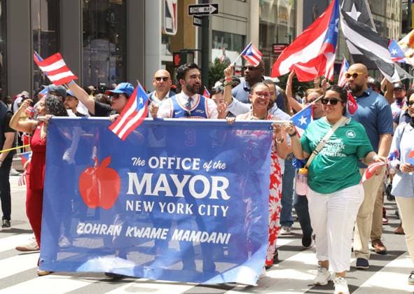 June 14, 2026, New York, New York, USA: NYC Mayor ZOHRAN MAMDANI seen at the 69th Annual National Puerto Rican Parade held on 5th Avenue. New York USA  - ZUMAk03_ 20260614_zaf_k03_036 Copyright: xNancyxKaszermanx