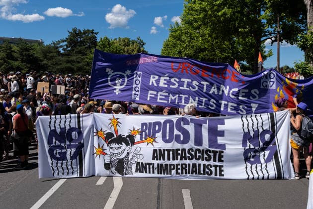 Reportage - G7 Summit Protests Geneve, Switzerland, 14 06 2026. during G7 Summit Protests, Reportage in Geneve, Switzerland, June 14 2026 Geneve City center Switzerland Copyright: xLeonardoxGaravagliax xLiveMediax LPN_2523588