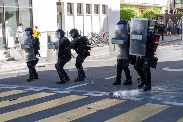 Reportage - G7 Summit Protests Geneve, Switzerland, 14 06 2026. during G7 Summit Protests, Reportage in Geneve, Switzerland, June 14 2026 Geneve City center Switzerland Copyright: xLeonardoxGaravagliax xLiveMediax LPN_2523596
