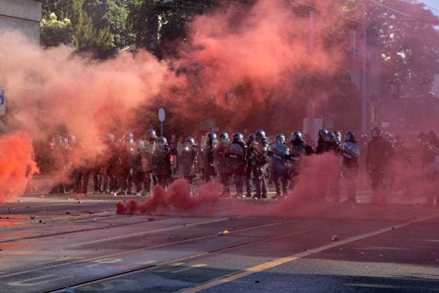 Reportage - G7 Summit Protests Geneve, Switzerland, 14 06 2026. during G7 Summit Protests, Reportage in Geneve, Switzerland, June 14 2026 Geneve City center Switzerland Copyright: xLeonardoxGaravagliax xLiveMediax LPN_2523621